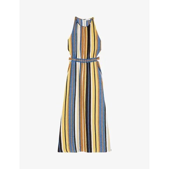 Sandro  taila striped linen-blend maxi dress Size - 38/US 6 - Picture 1 of 16